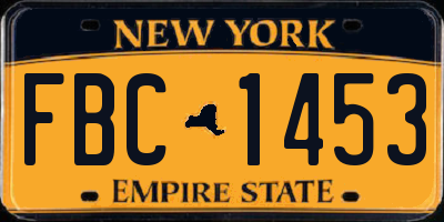 NY license plate FBC1453