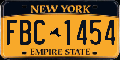 NY license plate FBC1454