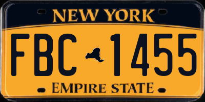NY license plate FBC1455
