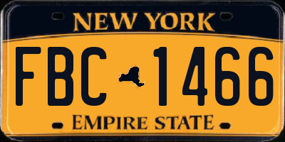 NY license plate FBC1466