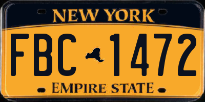 NY license plate FBC1472