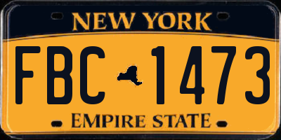 NY license plate FBC1473