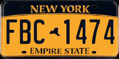 NY license plate FBC1474