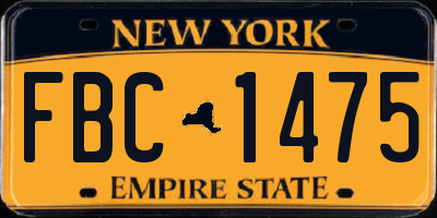 NY license plate FBC1475