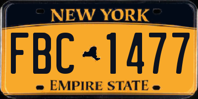 NY license plate FBC1477