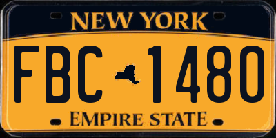 NY license plate FBC1480