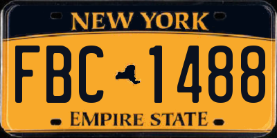 NY license plate FBC1488