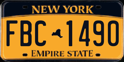 NY license plate FBC1490