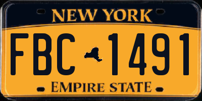 NY license plate FBC1491