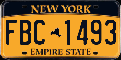 NY license plate FBC1493
