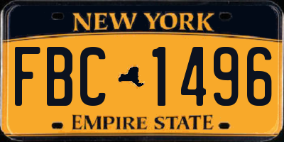 NY license plate FBC1496