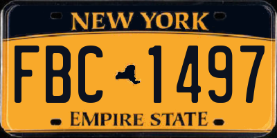 NY license plate FBC1497