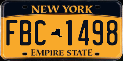 NY license plate FBC1498