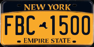 NY license plate FBC1500