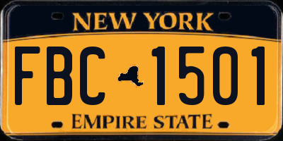 NY license plate FBC1501