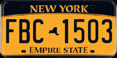 NY license plate FBC1503