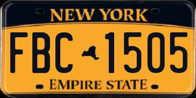 NY license plate FBC1505
