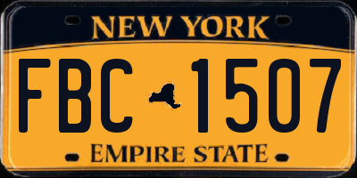 NY license plate FBC1507