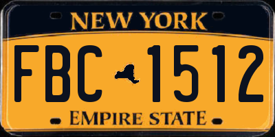 NY license plate FBC1512