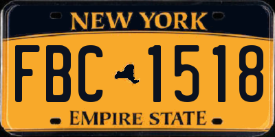 NY license plate FBC1518