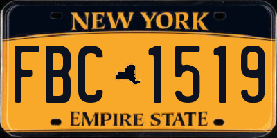 NY license plate FBC1519