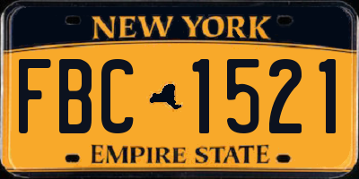 NY license plate FBC1521