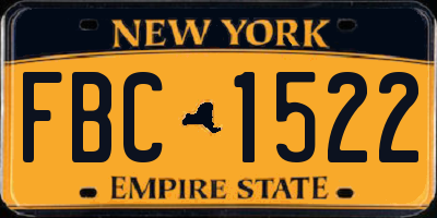 NY license plate FBC1522