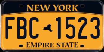 NY license plate FBC1523