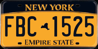 NY license plate FBC1525