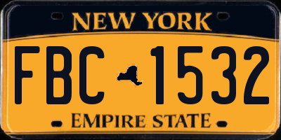 NY license plate FBC1532