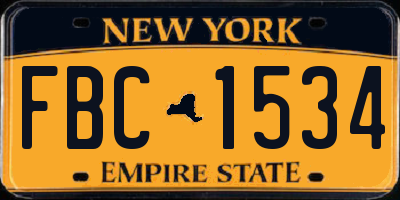 NY license plate FBC1534