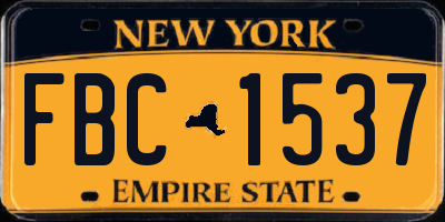 NY license plate FBC1537