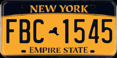 NY license plate FBC1545