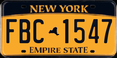 NY license plate FBC1547