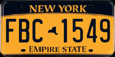 NY license plate FBC1549