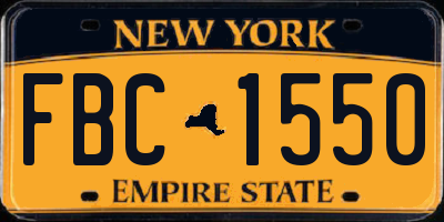 NY license plate FBC1550