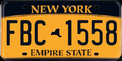 NY license plate FBC1558