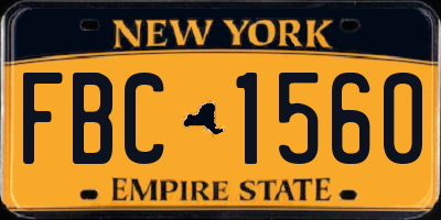 NY license plate FBC1560