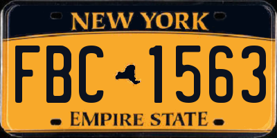 NY license plate FBC1563