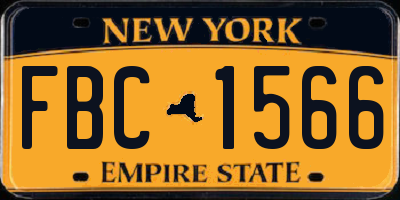 NY license plate FBC1566
