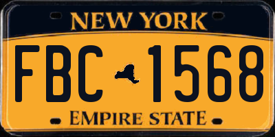 NY license plate FBC1568