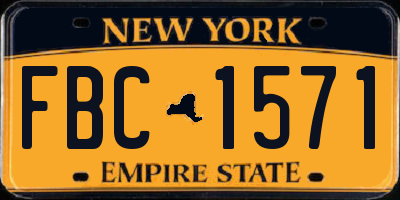 NY license plate FBC1571