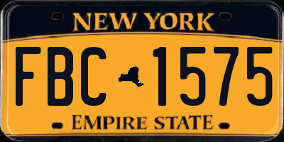 NY license plate FBC1575