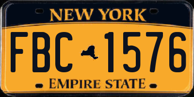 NY license plate FBC1576