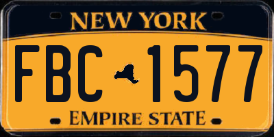 NY license plate FBC1577