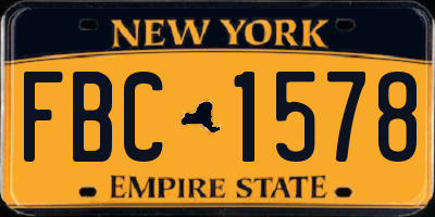 NY license plate FBC1578