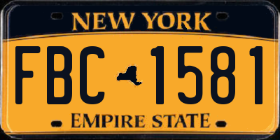 NY license plate FBC1581