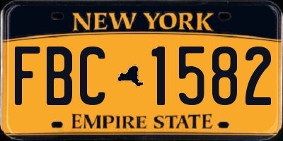 NY license plate FBC1582