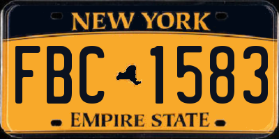 NY license plate FBC1583