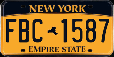 NY license plate FBC1587